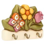 Appendichiavi Thun con 3 ganci farfalla e fiori Thun Creazioni ceramiche per casa