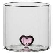 Bicchierini Thun in vetro con cuore rosa, set 2 bicchieri Calici e Bicchieri