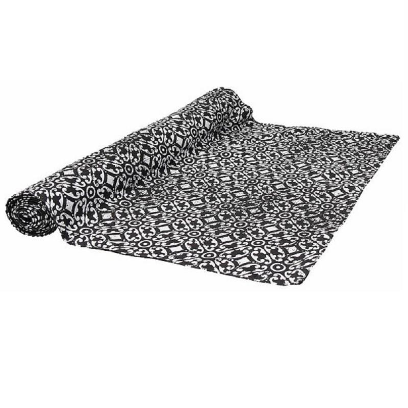 Runner da tavolo in tessuto nero e bianco cm40x140 Textile tuxedo